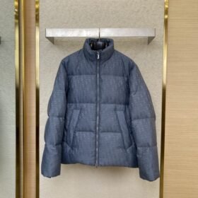 Dior Logo Jacquard Down Jacket Blue