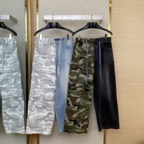 Balenciaga Patchwork Camouflage Jeans Washed Blue