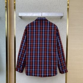Balenciaga Red Check Cotton Sandwich Shirt Jacket