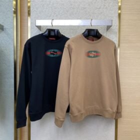 Gucci Logo Print Crew Neck Sweatshirt Black