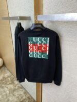 Gucci Logo Print Crew Neck Sweatshirt Black - 图片 8