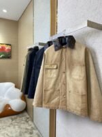 Prada 24SS Leather Collar workwear Jacket Coat Blue - 图片 3