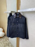 Prada 24SS Leather Collar workwear Jacket Coat Blue - 图片 6