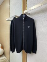 Prada Wool Embroidered Zip Cardigan Black - 图片 5