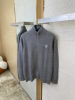 Prada Wool Embroidered Zip Cardigan Grey - 图片 7