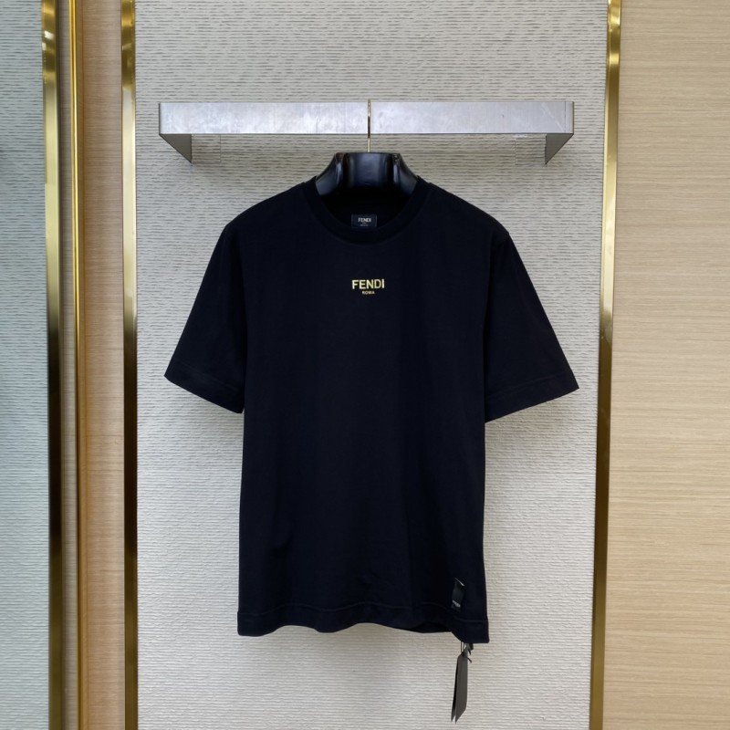 wsxc1735609148506_0.jpg Fendi hot stamping Double F Print Short Sleeve T-Shirt - 图片 1