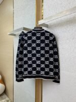 Gucci Shearling Jacquard Knit Cardigan Black - 图片 6