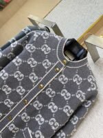 Gucci Shearling Jacquard Knit Cardigan Grey - 图片 7
