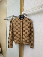 Gucci shearling jacquard knit cardigan khaki - 图片 5