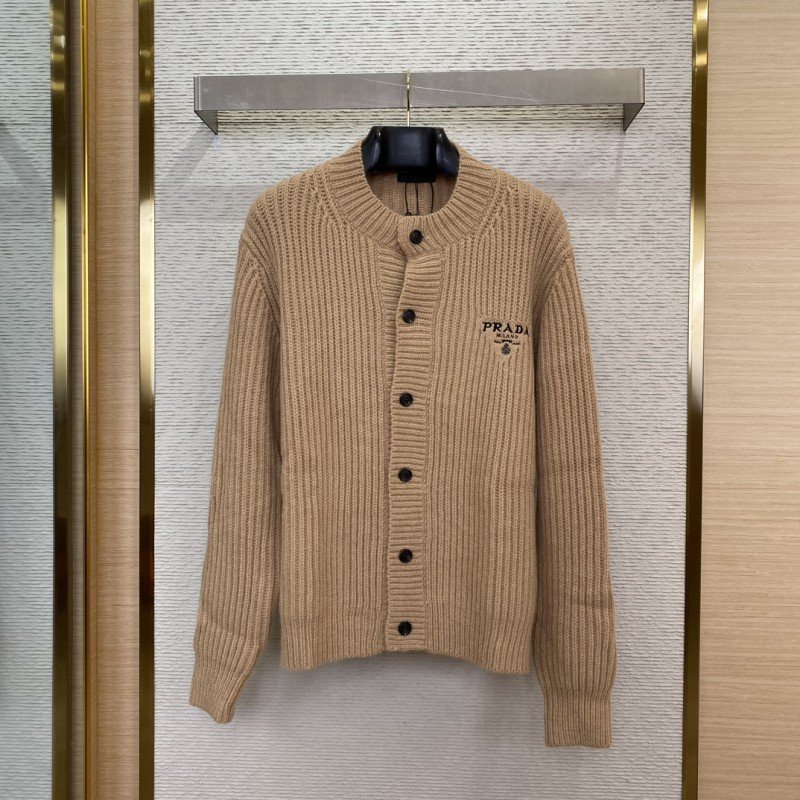 wsxc1735617357056_0.jpg Prada Appliquéd Wool Cardigan Khaki - 图片 1