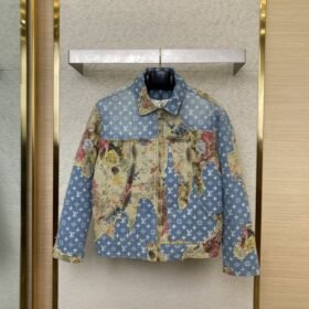 LV Floral Patchwork Denim Jacket Cotton Jacket Jacket