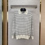 Miu Miu Striped Lapel Sweater White