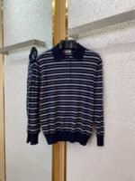 Miu Miu Striped Lapel Sweater Navy - 图片 5