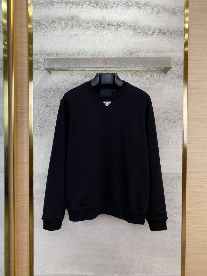 wsxc1736126213873_0.jpg Prada Triangle Label Crew Neck Sweatshirt Black - 图片 1