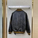 Prada Vintage Aged Baseball Leather Jacket Jacket Black - 图片 2