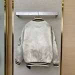 Prada Vintage Aged Baseball Leather Jacket Jacket White - 图片 2