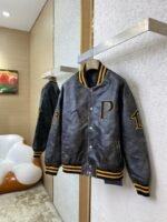 Prada Vintage Aged Baseball Leather Jacket Jacket Black - 图片 3