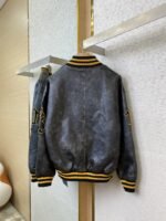 Prada Vintage Aged Baseball Leather Jacket Jacket Black - 图片 7
