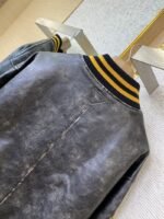 Prada Vintage Aged Baseball Leather Jacket Jacket Black - 图片 8