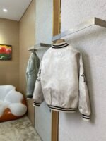 Prada Vintage Aged Baseball Leather Jacket Jacket White - 图片 4