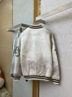 Prada Vintage Aged Baseball Leather Jacket Jacket White - 图片 7