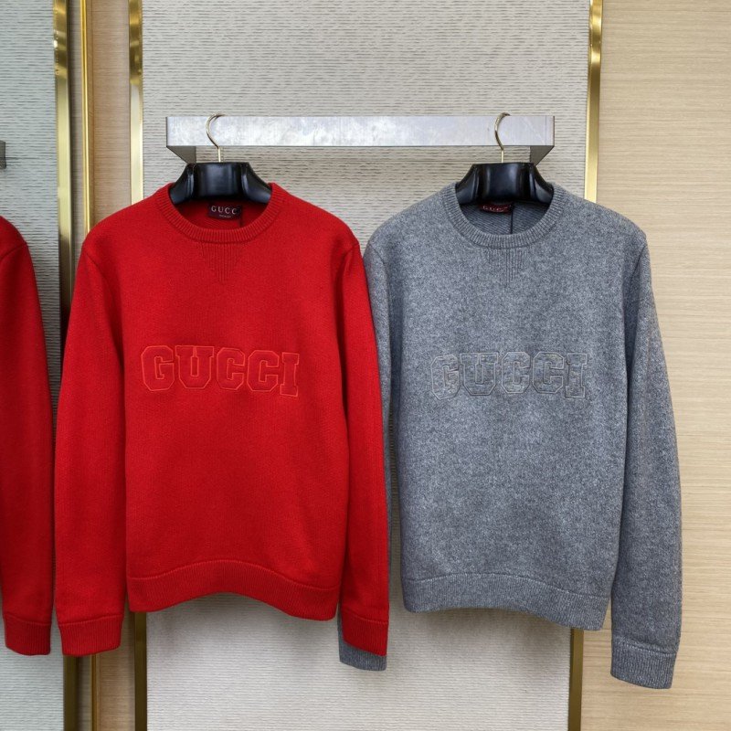 wsxc1736217942953_0-1.jpg Gucci Monogrammed Wool Crew Neck Sweater Red - 图片 1