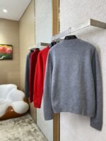 Gucci Monogrammed Wool Crew Neck Sweater Red - 图片 4