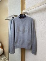 Gucci Monogrammed Wool Crew Neck Sweater Grey - 图片 5