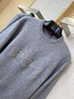 Gucci Monogrammed Wool Crew Neck Sweater Grey - 图片 6