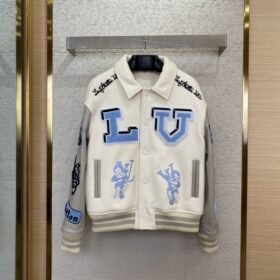 LV Bugs Bunny Leather Baseball Jersey Jacket Coat
