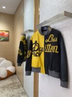 LV Patchwork Leather Baseball Jacket Coat - 图片 3