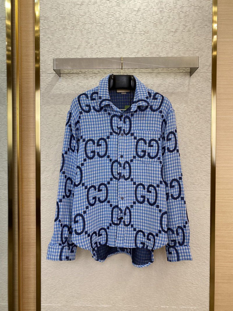 wsxc1736305192064_0.jpg Gucci Printed Shirt Blue - 图片 1