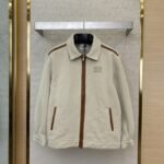 Miu Miu Monogrammed Logo Canvas Patchwork Leather Jacket Jacket