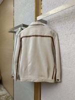 Miu Miu Monogrammed Logo Canvas Patchwork Leather Jacket Jacket - 图片 6