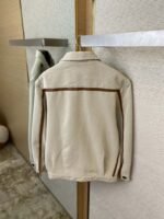 Miu Miu Monogrammed Logo Canvas Patchwork Leather Jacket Jacket - 图片 8
