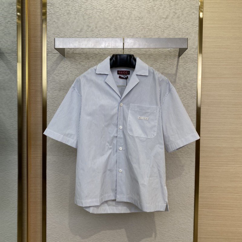 wsxc1740525585122_0.jpg Gucci Logo Embroidered Short Sleeve Shirt - 图片 1