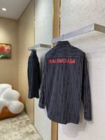 Balenciaga Monogrammed Striped Lapel Shirt - 图片 4