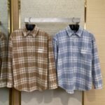 Miu Miu Letter Logo Check Lapel Shirt Blue
