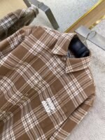 Miu Miu Letters Logo Plaid Lapel Shirt Curry - 图片 6
