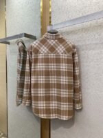 Miu Miu Letters Logo Plaid Lapel Shirt Curry - 图片 7