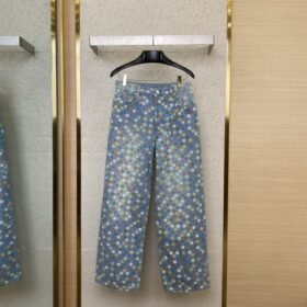 LV Colourful Checkerboard Print Denim Trousers