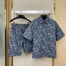 LV washed checkerboard shorts