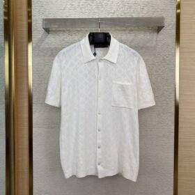 LV cut-out jacquard knit polo short-sleeved T-shirt