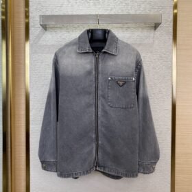 Prada Aged Grey Denim Jacket Coat