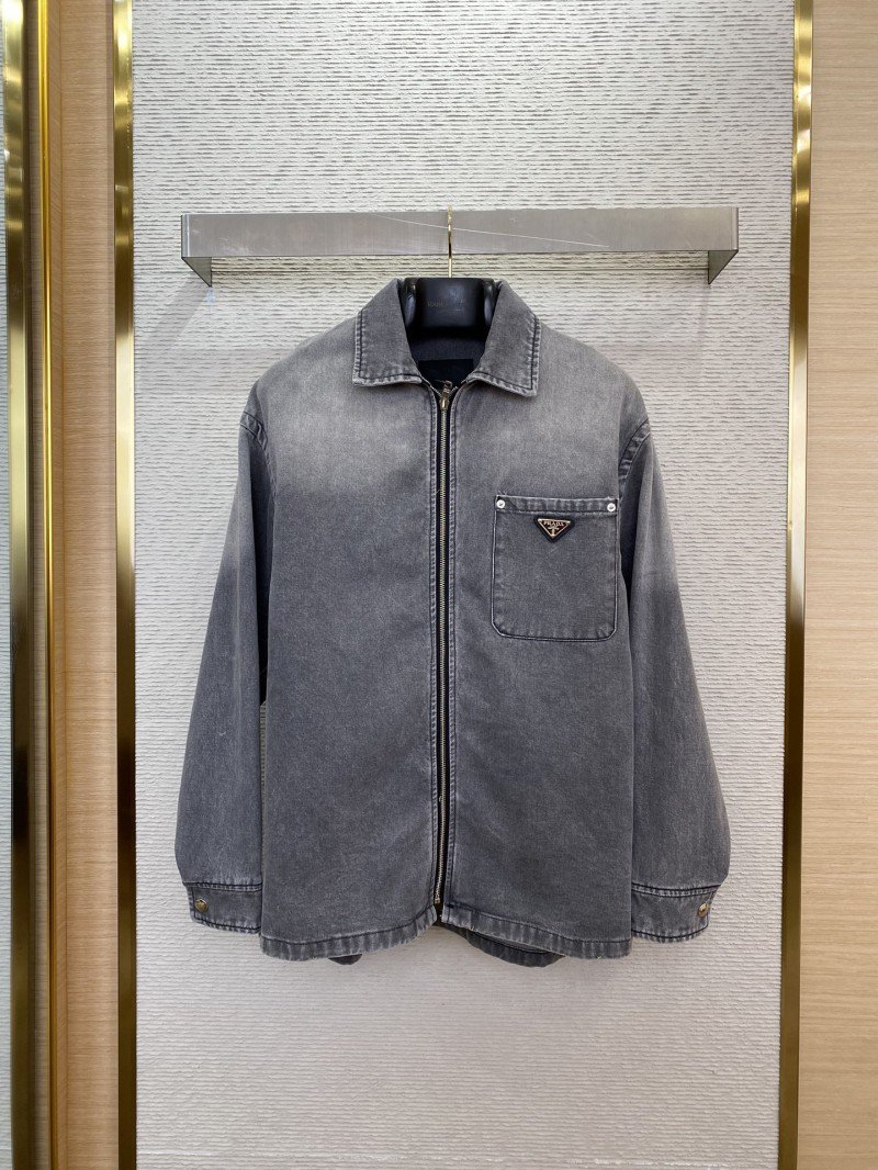 wsxc1741233001103_0.jpg Prada Aged Grey Denim Jacket Coat - 图片 1