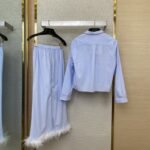 Miu Miu Blue Striped Casual Trousers - 图片 2
