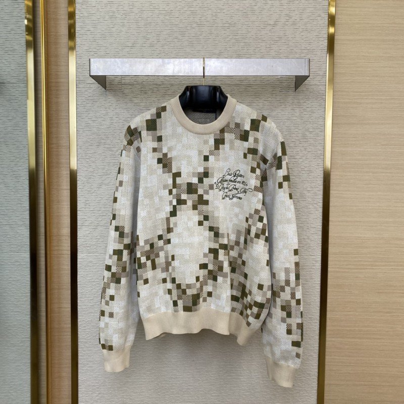 wsxc1741398777532_0.jpg LV Camouflage Checkered Crew Neck Pullover - 图片 1