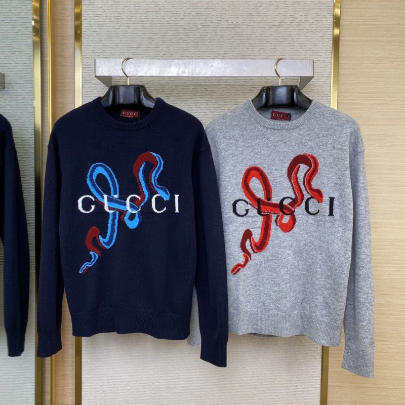wsxc1741400937534_0-1.jpg Gucci Year of the Snake Appliqu?? Crew Neck Sweater Navy - 图片 1