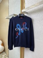 Gucci Year of the Snake Appliqu?? Crew Neck Sweater Navy - 图片 5