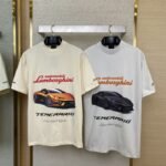 Balenciaga Lamborghini Co-Printed Short Sleeve T-Shirt Beige